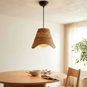 Homing Bohemian Style Beige Wicker Pendant Lamp 241688
