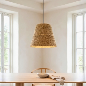 Homing Conical Style Beige Wicker Pendant Lamp No:4 241691