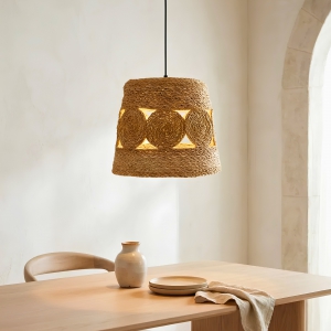 Homing Natural Single Patterned Beige Wicker Pendant Lamp No:6 241694