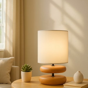 Homing Nuna Krem Kumaş El Yapımı Ahşap Abajur 241720