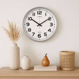 Homing Krom Renk Çerçeveli Duvar Saati 28 cm 241865