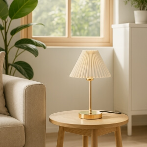 Homing Lila Gold Krem Pileli Kumaş Abajur 241969