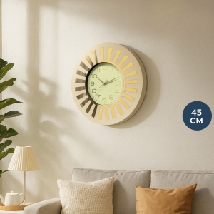 Homing Krem Gold Detaylı Duvar Saati 45 cm 