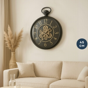 Homing Eskitme Detaylı Lumo 45 cm Büyük Boy Duvar Saati