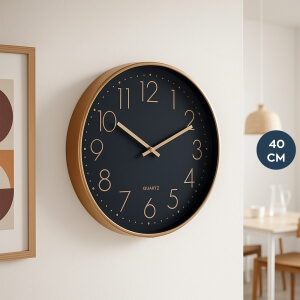 Homing Solenne Siyah Rose Gold Çerçeve 40 cm Duvar Saati