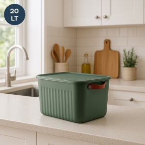 Homing Çok Amaçlı Kapaklı İskandinav Yeşil Organizer Kutu 20 LT	