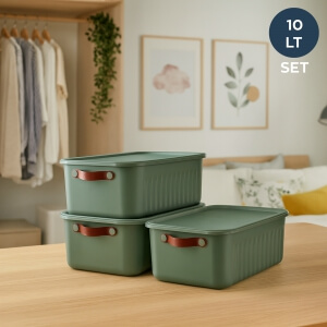 Homing Lumi Çok Amaçlı Kapaklı Yeşil Set Organizer Kutu 10 LT