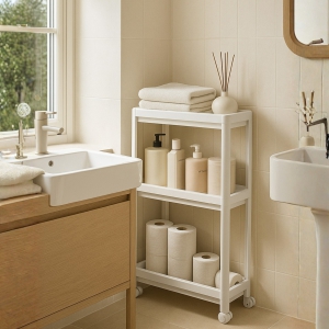 Homing Slim Beyaz 3 Katlı Tekerlekli Çok Amaçlı Banyo & Mutfak Düzenleyici Raf	