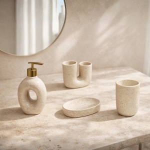 Homing Modern Textured Ceramic Bathroom Set 242441