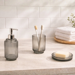 Homing Glass Bathroom Set Gray 242444
