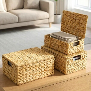 Homing Natural Hasır Kapaklı Organizer Sepet Seti 242574